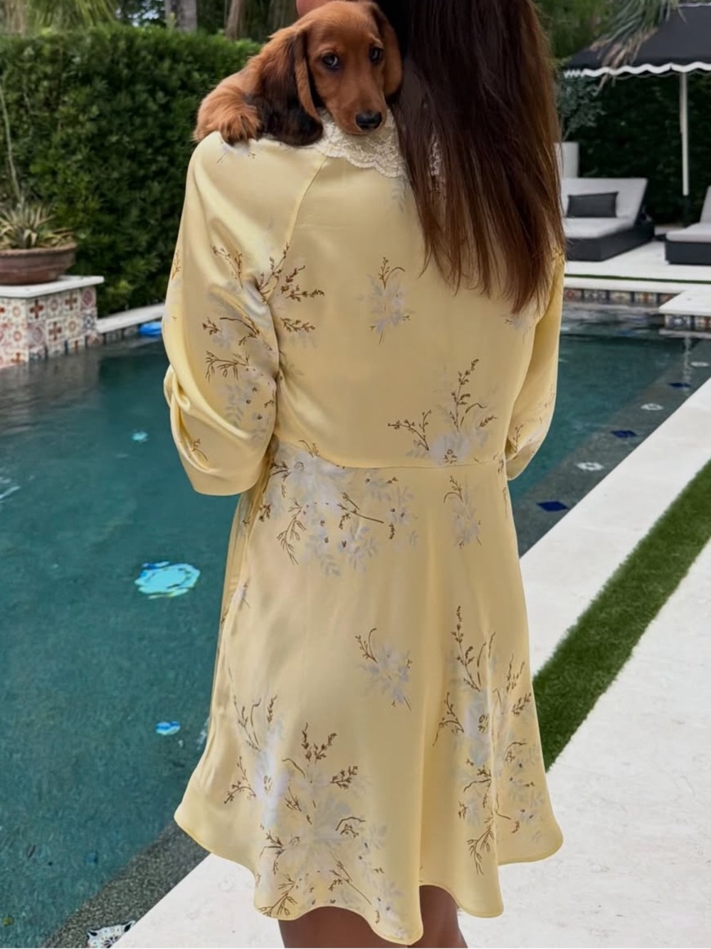 Doen Yellow Silk Minna Dress - Small